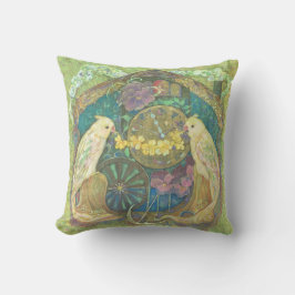 Enchanted Bird & Flower Clock Cushion - Delightful Kussen