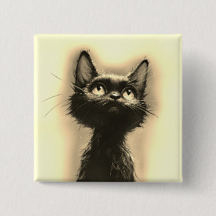 Enchanted Black Cat Golden Vierkante Button 5,1 Cm