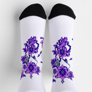Enchanted Bloom – Mystieke Bloemenschedel Sokken