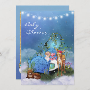 Enchanted Blue Baby shower Invitation Kaart
