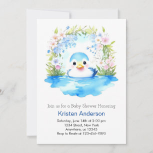 Enchanted Blue Duckling Boy Baby shower Kaart