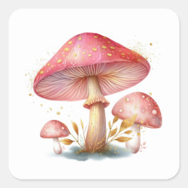 Enchanted Blush Pink Mushroom Garden Vierkante Sticker