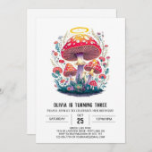 Enchanted Boho Digital Mushroom Verjaardag Kaart (Voorkant / Achterkant)