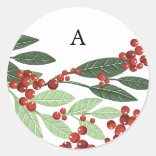 Enchanted Botanische Monogram Kerstenvelop Ronde Sticker