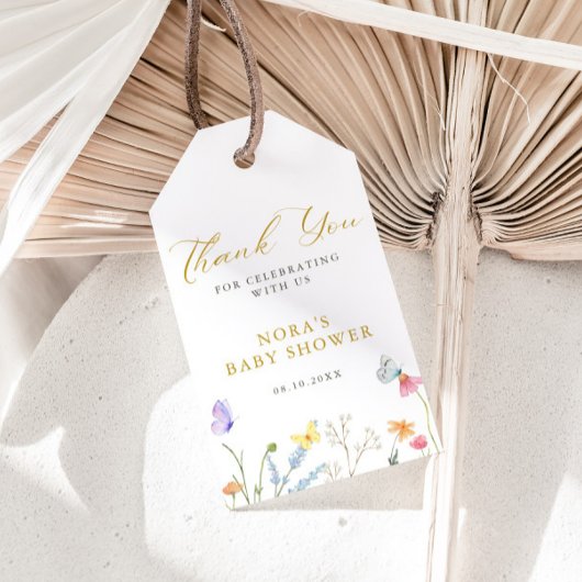 Enchanted Butterflies Floral Border Baby shower Cadeaulabel