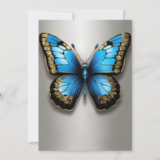 Enchanted Butterflies: Metallic Dreams op Textured Bedankkaart (Voorkant)