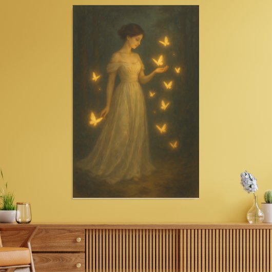 Enchanted Butterfly Girl – Fine Art Fantasy Portra Canvas Afdruk (Insitu (Woonkamer))