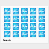 Enchanted Carriage Fairy Tale Blauw Vierkante Sticker (Vel)