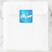 Enchanted Carriage Fairy Tale Blauw Vierkante Sticker (Tas)