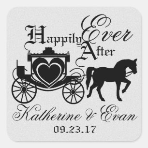 Enchanted Carriage Sprookjesachtig Zilver Vierkante Sticker