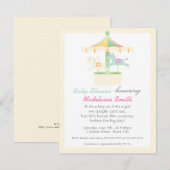 Enchanted Carrousel Neutraal Baby shower Invitatio Kaart (Voorkant / Achterkant)
