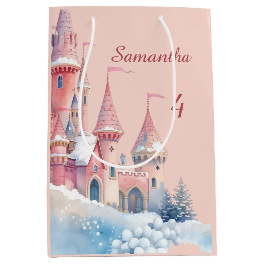 Enchanted Castle Gift Bag, Princess Present Bag  Medium Cadeauzakje (Voorkant)