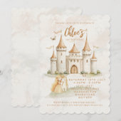 🏰✨ Enchanted Castle Princess 1st Birthday Invites Kaart (Voorkant / Achterkant)