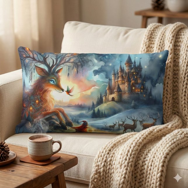 Enchanted Castle Winter Art Kussen (Enchanted Castle Winter Art Lumbar Pillow Mockup A)