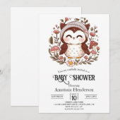Enchanted Charming Owl Baby shower Kaart (Voorkant / Achterkant)