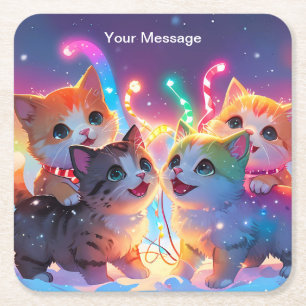 Enchanted Christmas Glow Vierkante Kartonnen Onderzetter