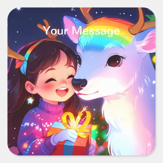 Enchanted Christmas Glow Vierkante Sticker (Voorkant)