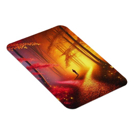 Enchanted Crossroads – Vibrant Autumn Forest Art P Magneet (Rechterzijde)