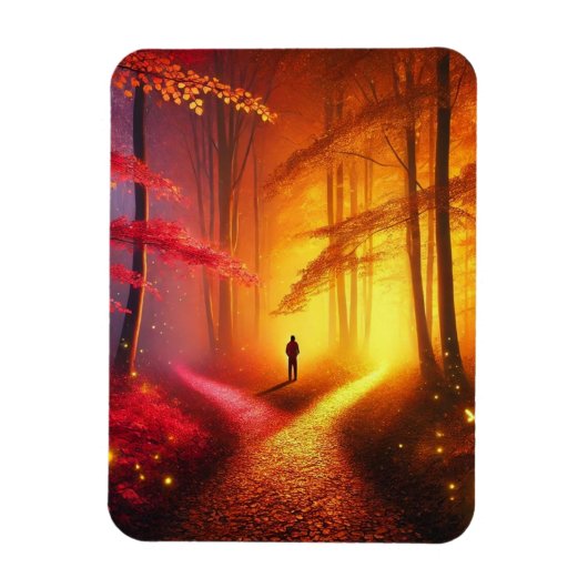 Enchanted Crossroads – Vibrant Autumn Forest Art P Magneet (Verticaal)