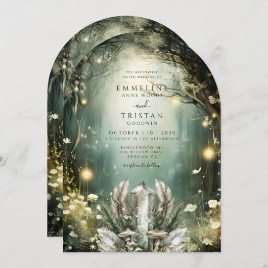 Enchanted Crystal Forest Arch Wedding Kaart (Voorkant / Achterkant)