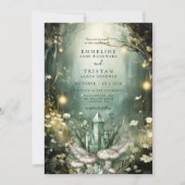 Enchanted Crystal Forest Green Wedding Kaart (Voorkant)