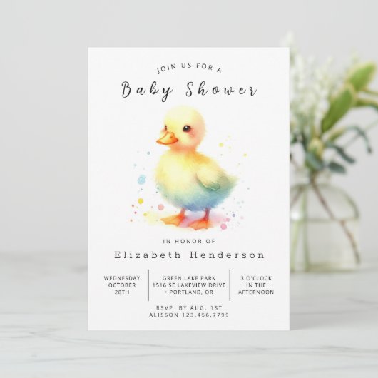 Enchanted Custom Duck Baby shower Kaart (Staand voorkant)