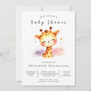 Enchanted Custom Giraffe Baby shower Kaart