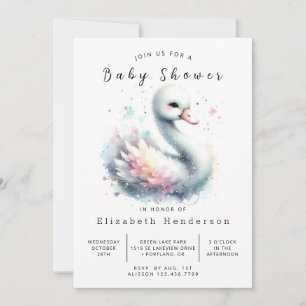 Enchanted Custom Swan Baby shower Kaart