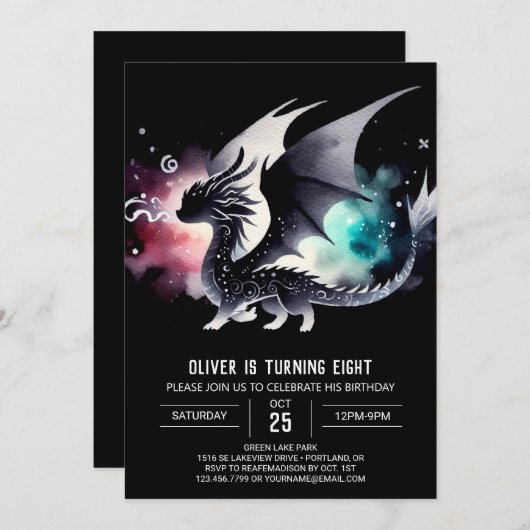 Enchanted Dragon Birthday Custom Kaart (Voorkant / Achterkant)