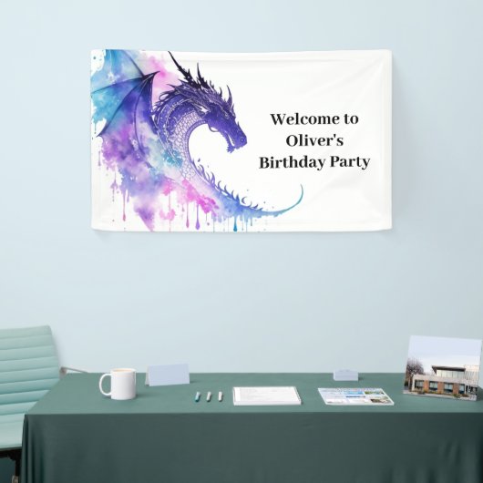 Enchanted Dragon Tale Verjaardagsbanner Spandoek (Beurs)