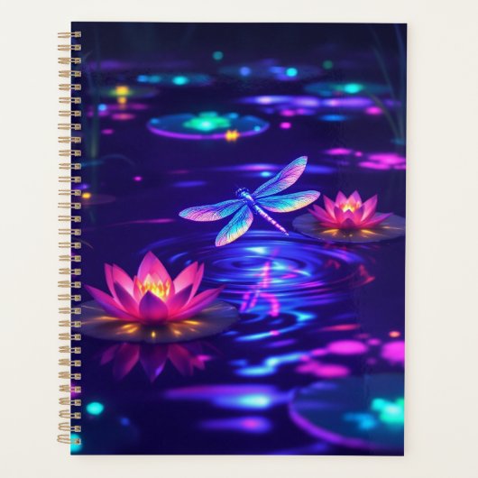 Enchanted Dragonfly Glow Planner | Jaarlijks, maan (Voorkant)