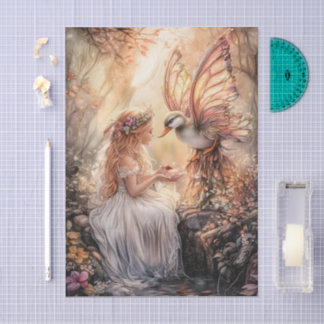 Enchanted Duck Fairy Girl Decoupage Tissuepapier