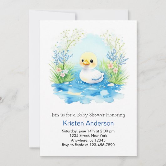 Enchanted Duckling Blue Bliss Boy Baby shower Kaart (Voorkant)