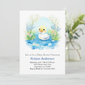 Enchanted Duckling Blue Bliss Boy Baby shower Kaart (Staand voorkant)
