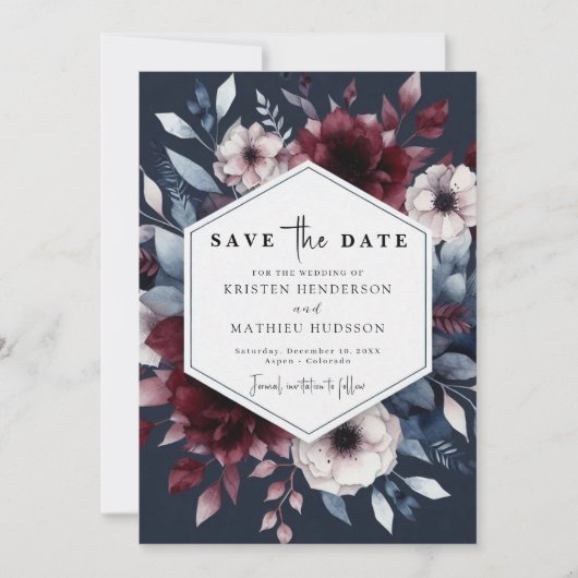 Enchanted Editable Bourgogne Save The Date (Voorkant)