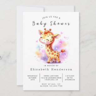 Enchanted Editable Giraffe Baby shower Kaart
