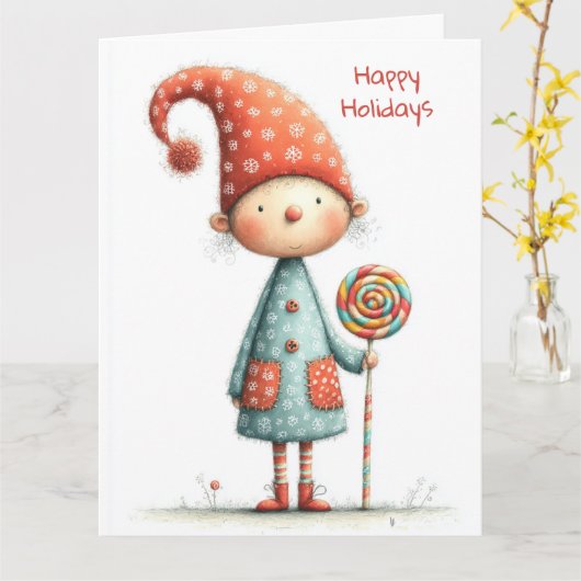 Enchanted Elf | North Pole Christmas Magic Kaart (Gele Bloem)