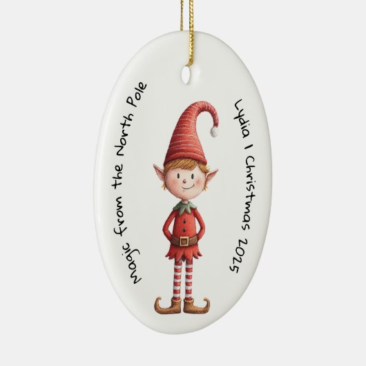 Enchanted Elf | North Pole Christmas Magic Keramisch Ornament (Rechts)