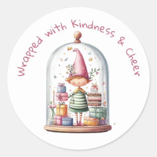 Enchanted Elf | North Pole Christmas  Ronde Sticker (Voorkant)