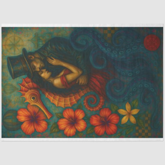 Enchanted Embrace – Fantasy Steampunk Decoupage Tissuepapier (Voorkant)