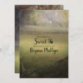 Enchanted Enchanting Lights Forest Sweet 16 Party Kaart (Voorkant / Achterkant)