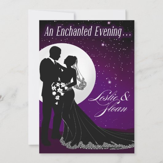 Enchanted Evening Nighttime Wedding Invitation Kaart (Voorkant)