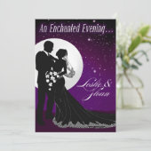 Enchanted Evening Nighttime Wedding Invitation Kaart (Staand voorkant)
