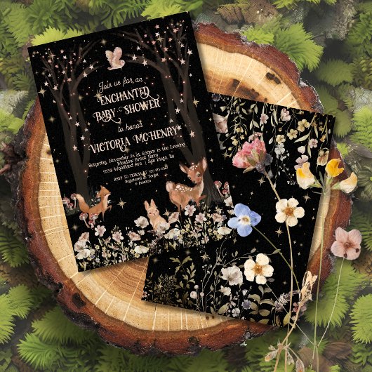 Enchanted Evening Rustic Woodland Baby shower Kaart