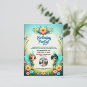 Enchanted Fairy Birthday Party Photo Invitation Briefkaart (Staand voorkant)