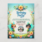 Enchanted Fairy Birthday Party Photo Invitation Briefkaart (Voorkant)