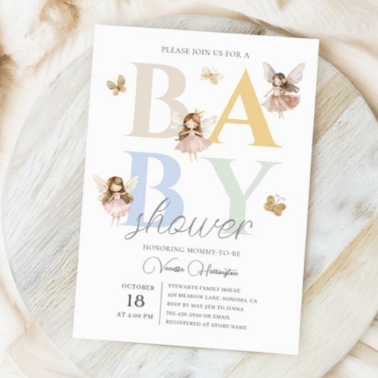 Enchanted Fairy Colorful Baby Shower Kaart