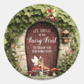 Enchanted Fairy First Birthday Thank You Ronde Sticker (Voorkant)