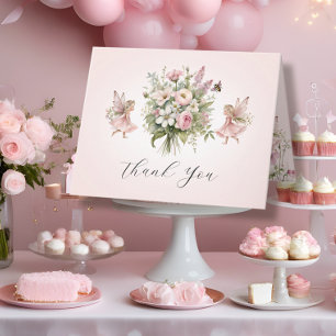 Enchanted Fairy Floral Bouquet Baby Girl Thank You Bedankkaart