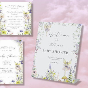 Enchanted Fairy Garden Wildflower Welkomstdouche Reclamebord Met Voetstuk